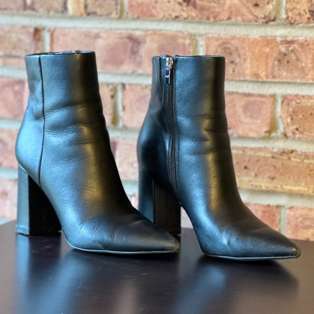 Marc Fisher Black Pointed-Toe Ankle Boots